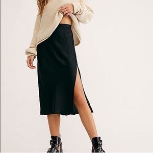 Free people midi satin skirt